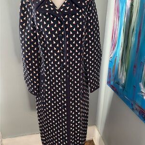 Vtg byck’s Louisville womens maxi dress coat sailboat theme S M 80s 90s jacket